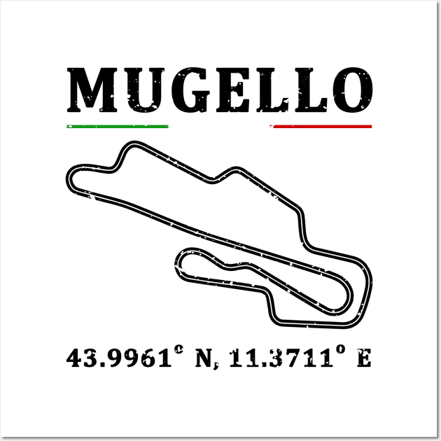 Mugello Racing Circuit Black Wall Art by Mandra